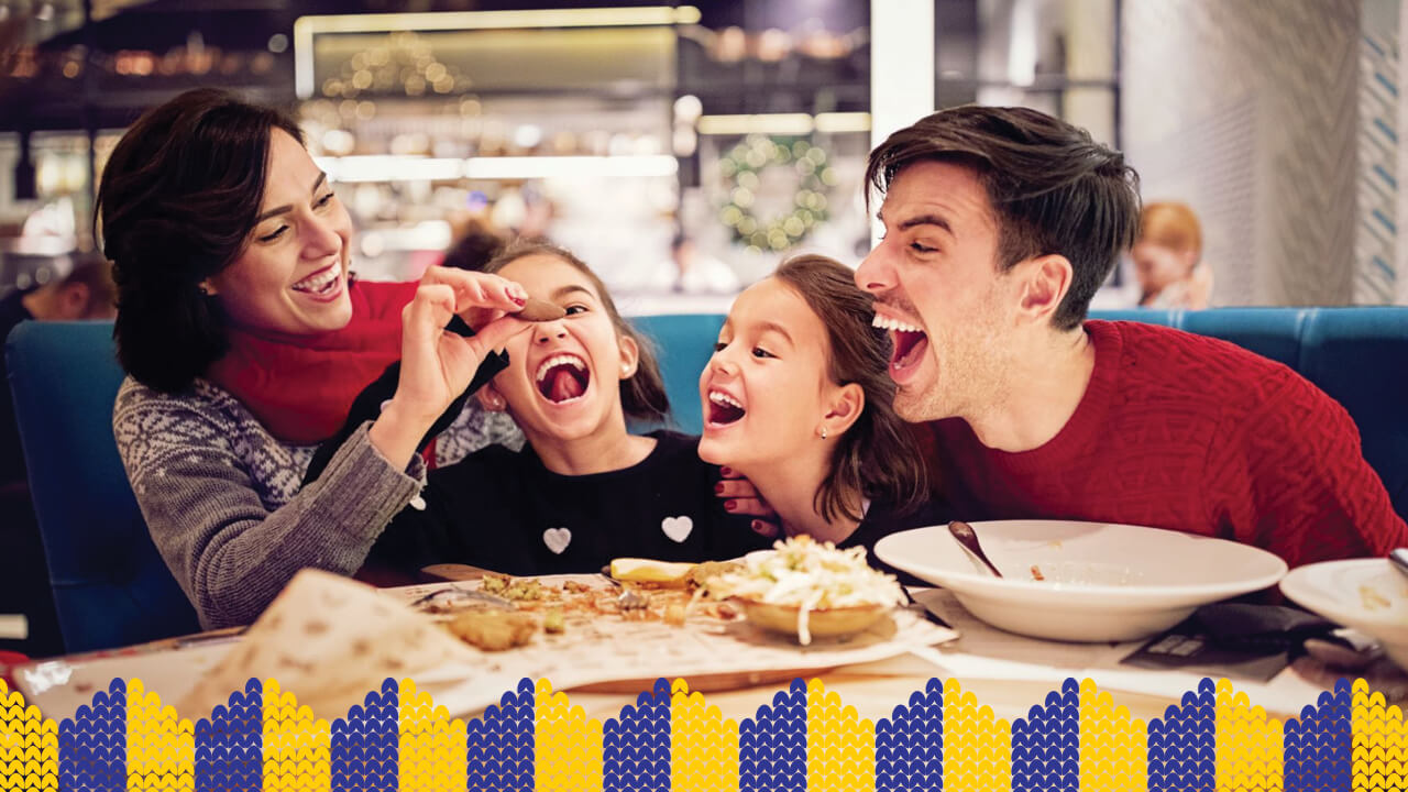 family eating at a table